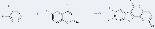 2H-1-Benzopyran-2-one,6-chloro-4-hydroxy- can be used to produce 2-chloro-8,9-dihydroxy-benzo[4,5]furo[3,2-c]chromen-6-one with benzene-1,2-diol.
